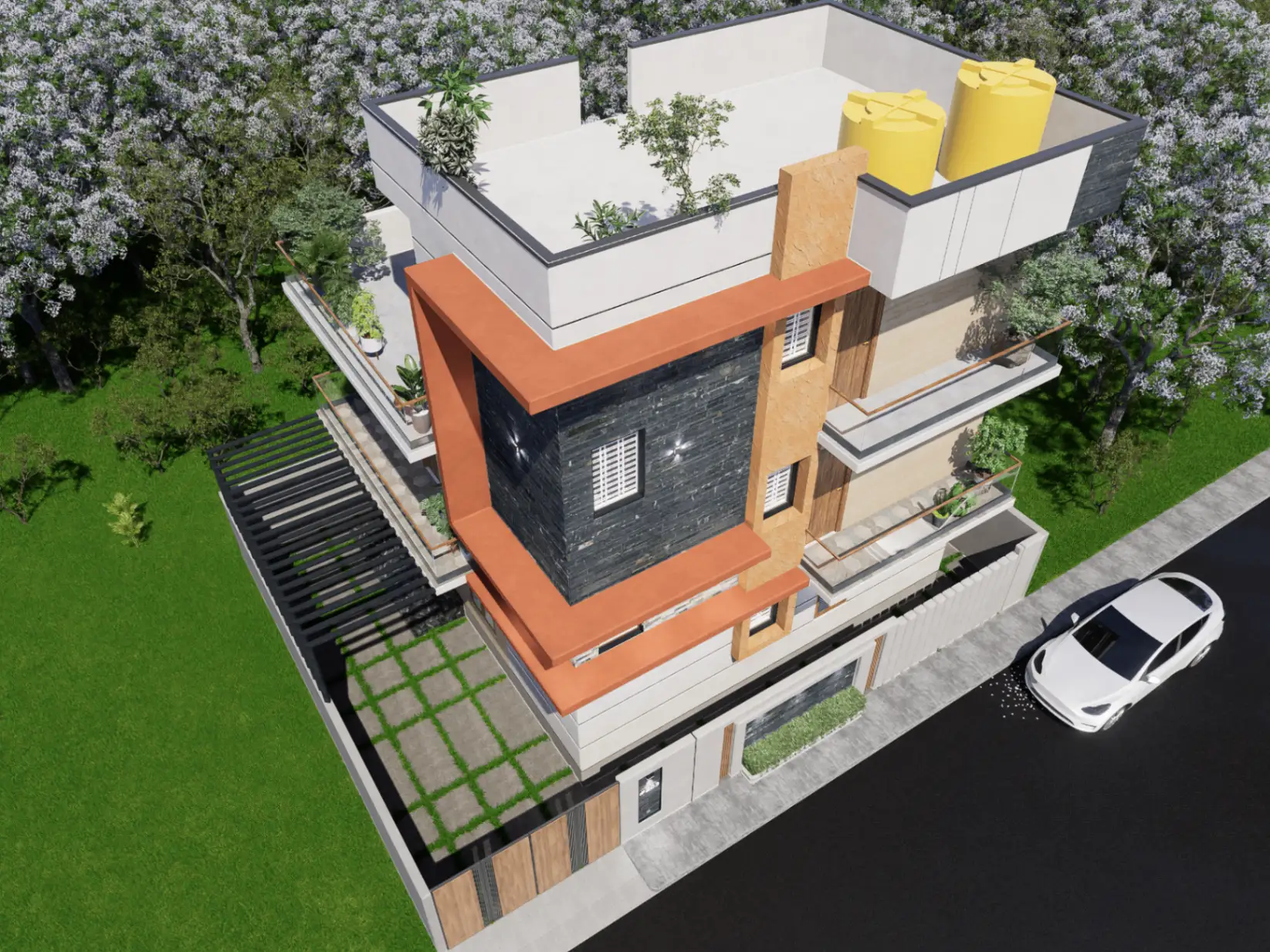 Aerial view of residential build