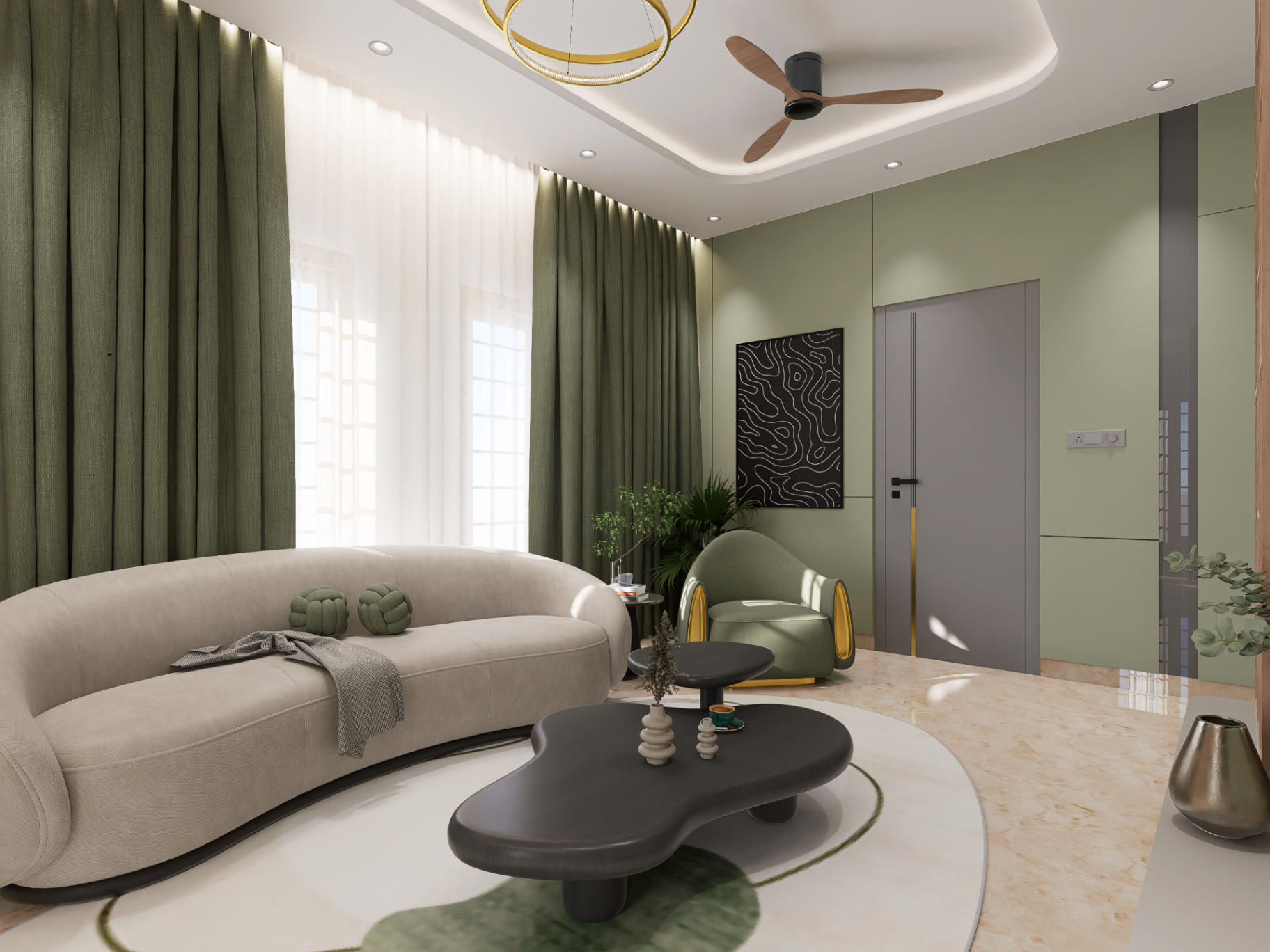 Curved Living Room Retreat